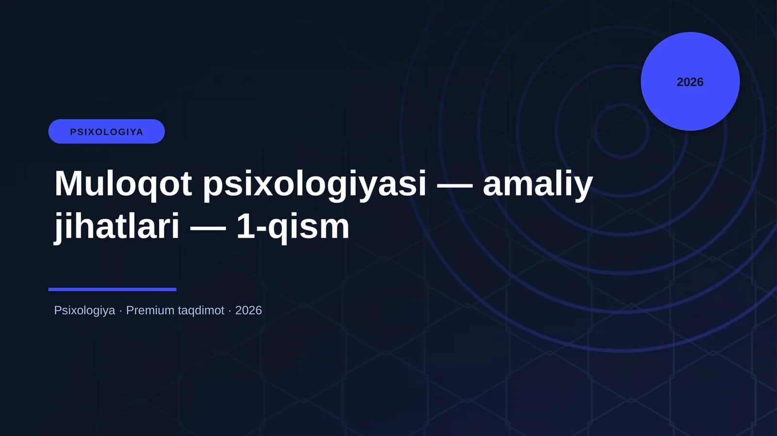 Muloqot psixologiyasi — amaliy jihatlari — 1-qism