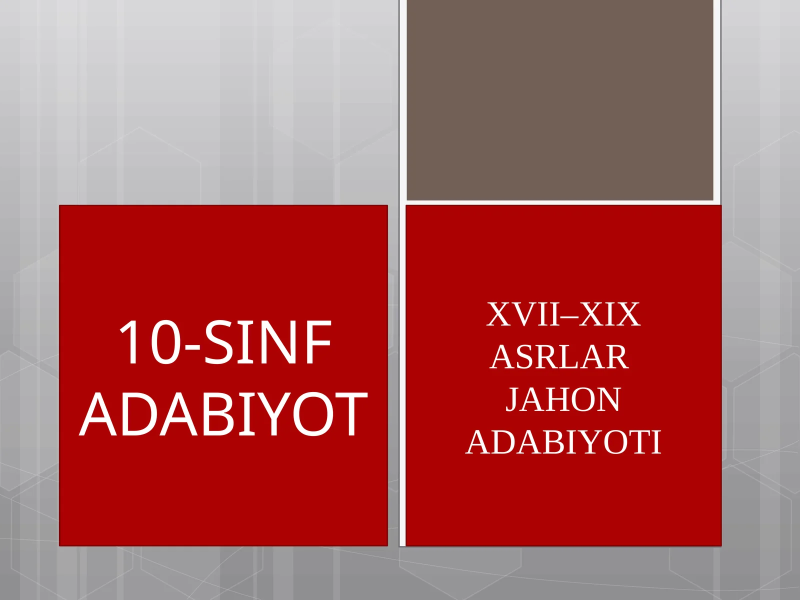 XVII–XIX ASRLAR JAHON ADABIYOTI