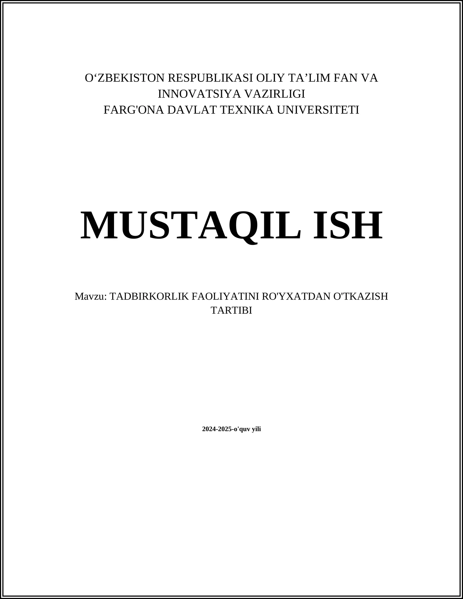 Biznes reja tuzish