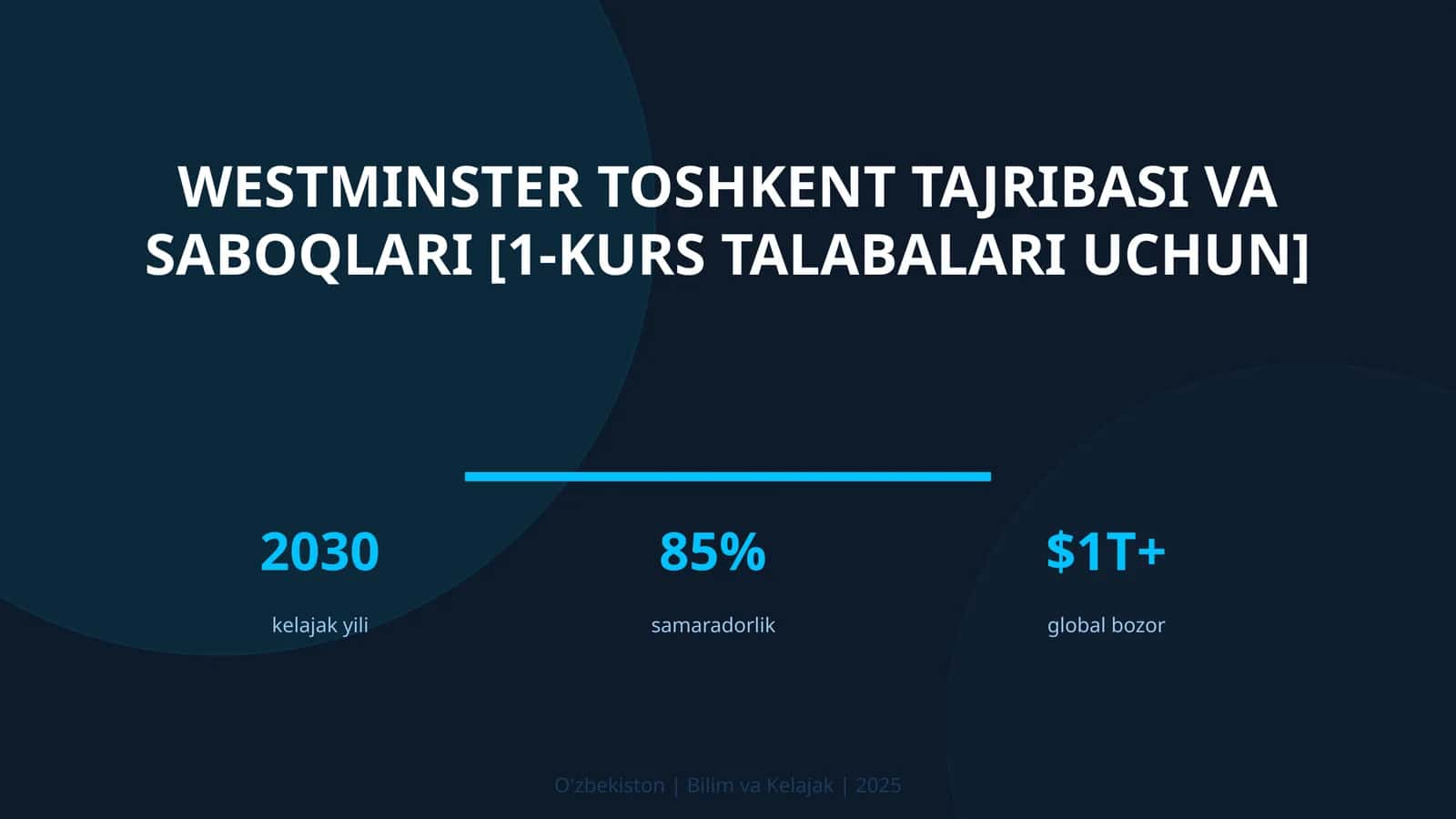 Westminster Toshkent tajribasi va saboqlari [1-kurs talabalari uchun]