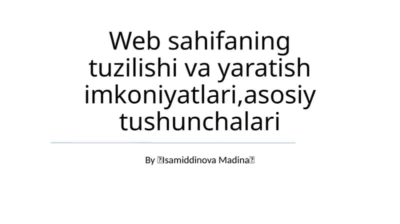 Veb-sayt Arxitekturasining Asoslari