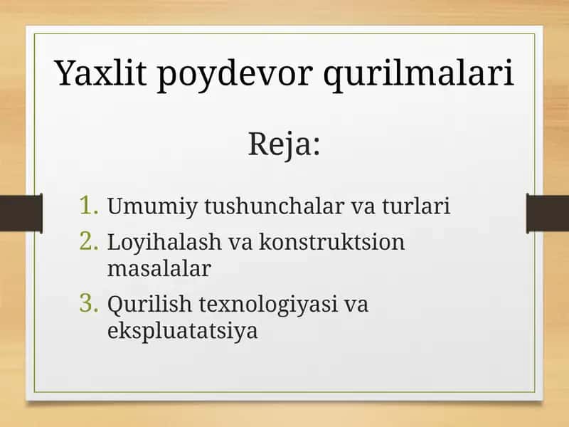 Yaxlit poydevor qurilmalari