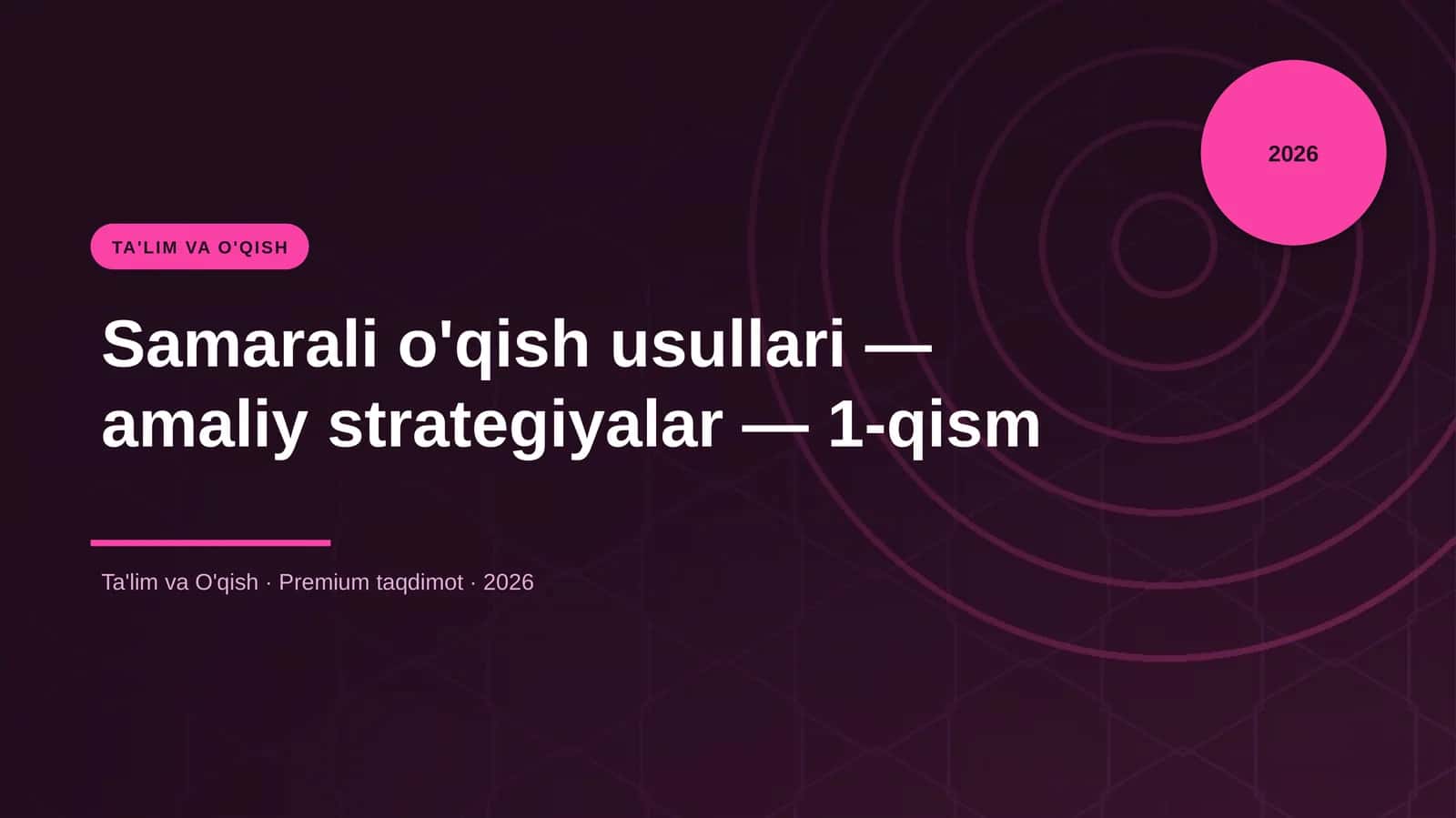 Samarali o'qish usullari — amaliy strategiyalar — 1-qism