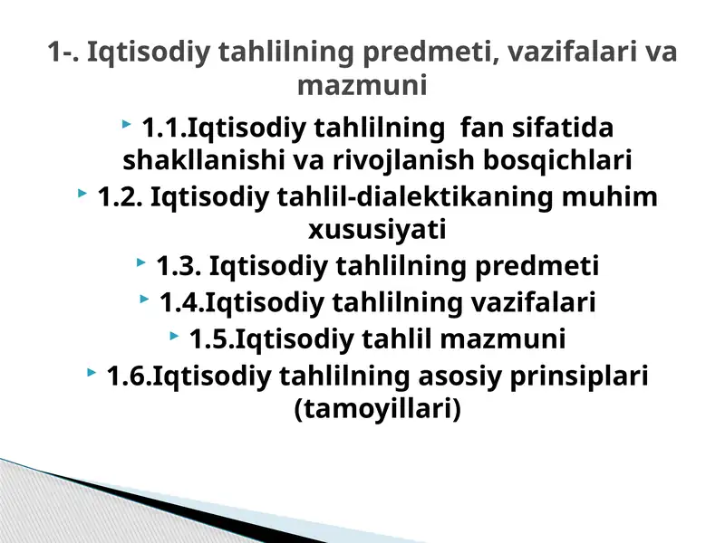 Iqtisodiy tahlilning fan sifatida shakllanishi va rivojlanish bosqichlari