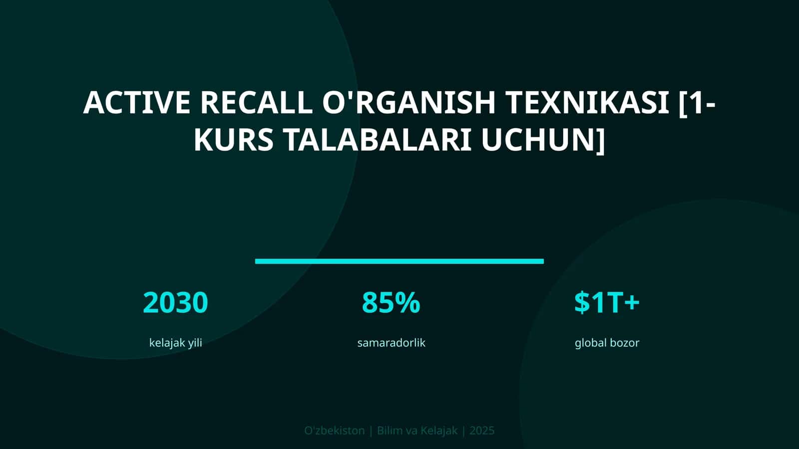 Active recall o'rganish texnikasi [1-kurs talabalari uchun]