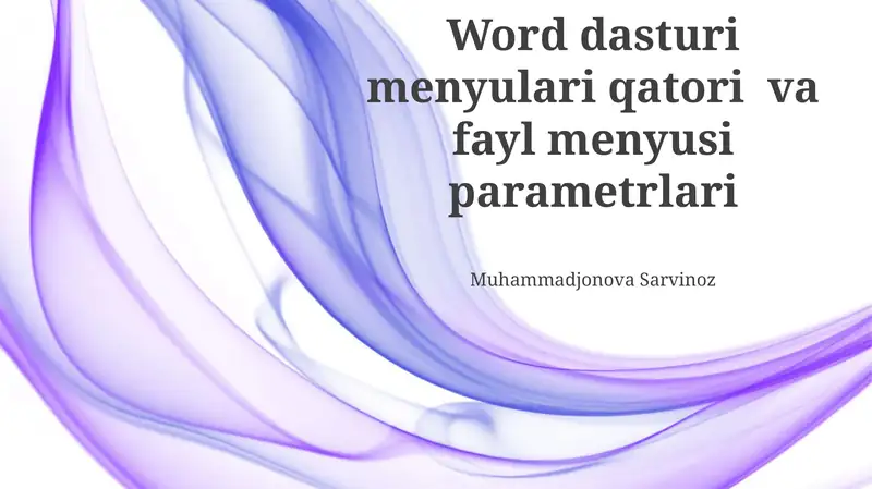 Word dasturi menyulari qatori va fayl menyusi parametrlari