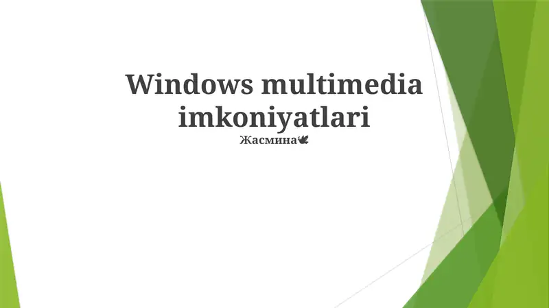 Windows multimedia imkoniyatlari
