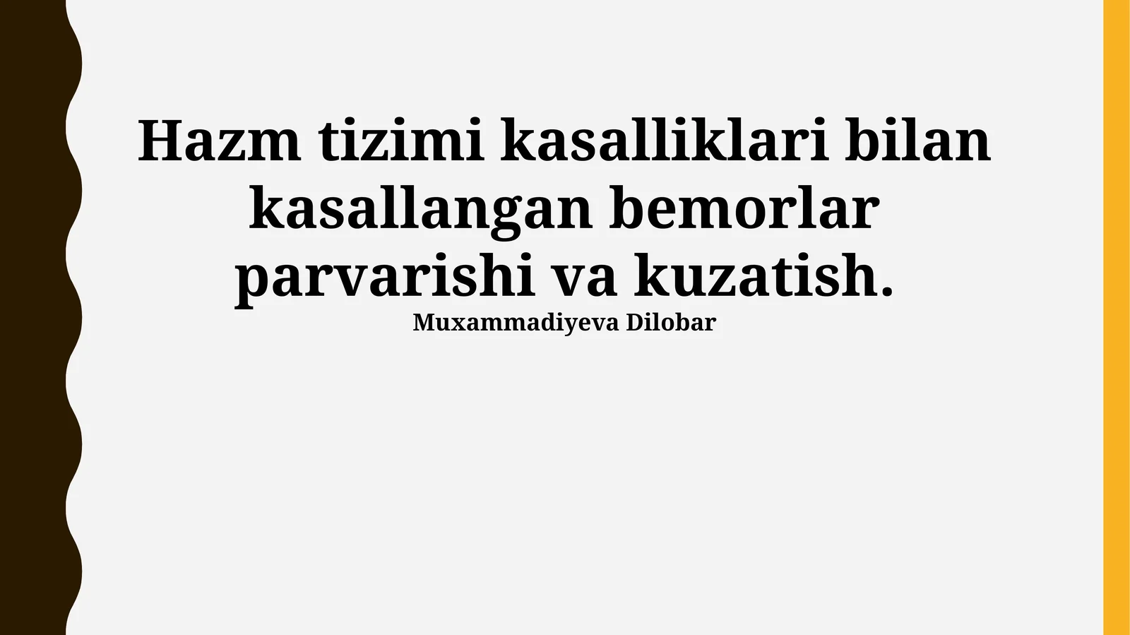 Ovqat hazm qilish tizimi kasalliklari bo'yicha bemorlarni monitoringi