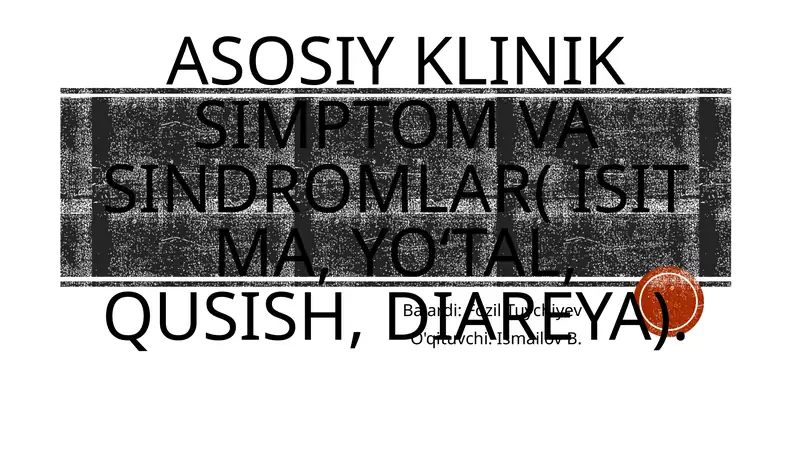 Klinik simptomlar va sindromlar