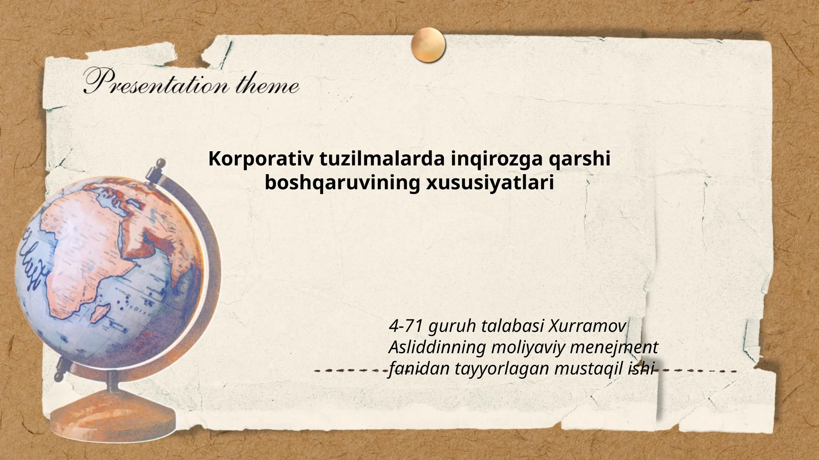 Korporativ tuzilmalarda inqirozga qarshi boshqaruvining xususiyatlari