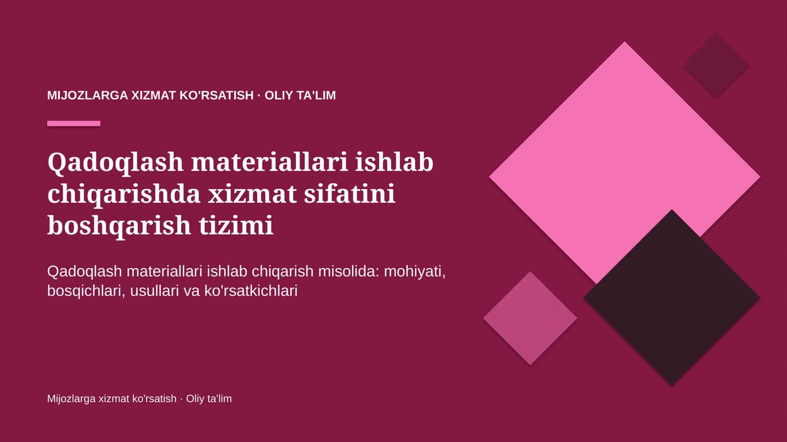 qadoqlash materiallari ishlab chiqarishda xizmat sifatini boshqarish tizimi 8589