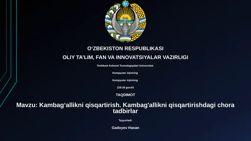 Kambagʻallikni qisqartirish. Kambag'allikni qisqartirishdagi chora tadbirlar