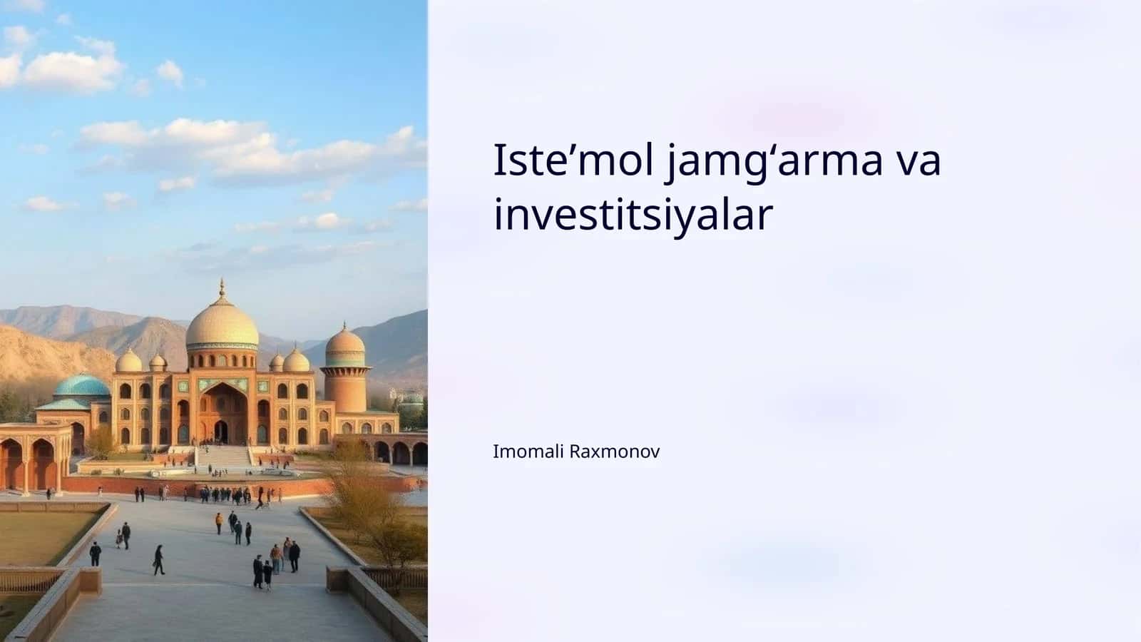 Isteʼmol jamgʻarma va investitsiyalar