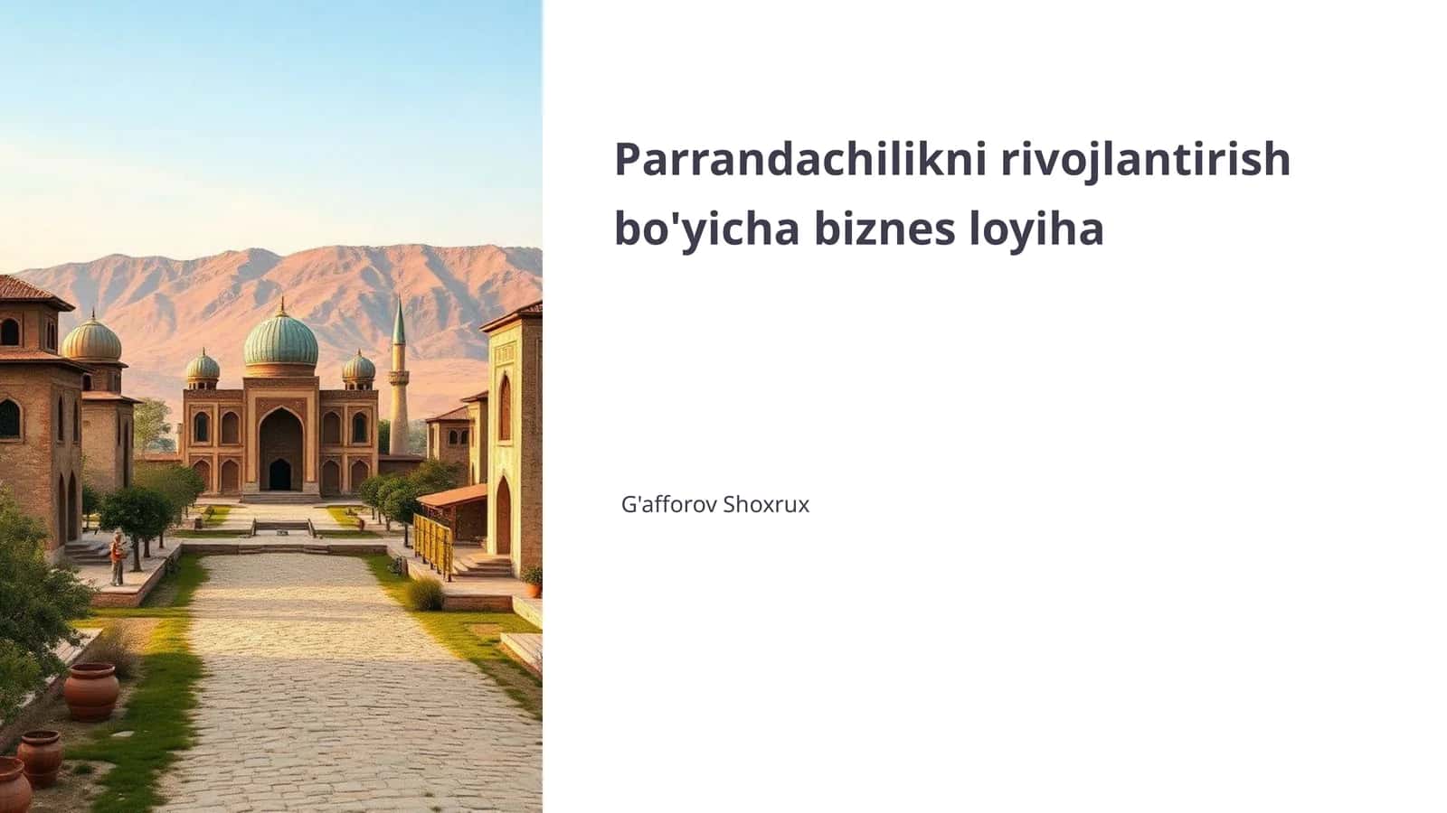 Parrandachilikni rivojlantirish bo'yicha biznes loyiha