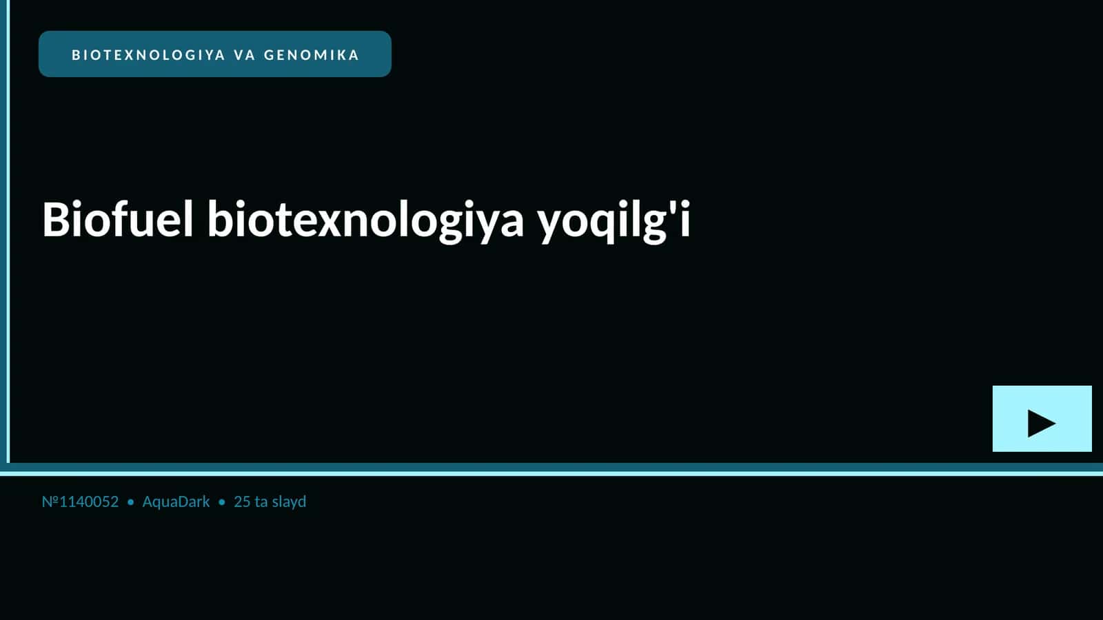 BIOTEXNOLOGIYA VA GENOMIKA