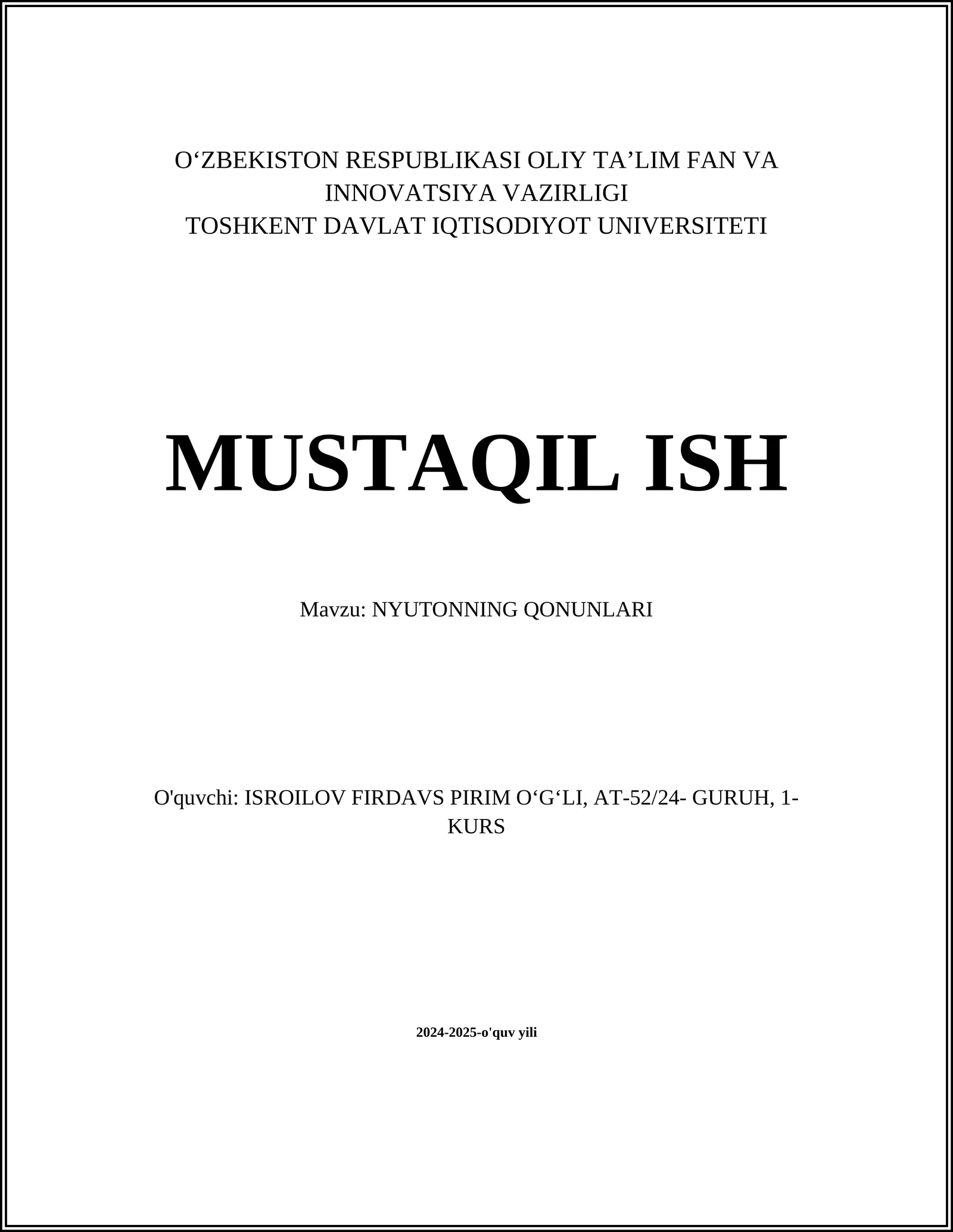 NYUTONNING QONUNLARI