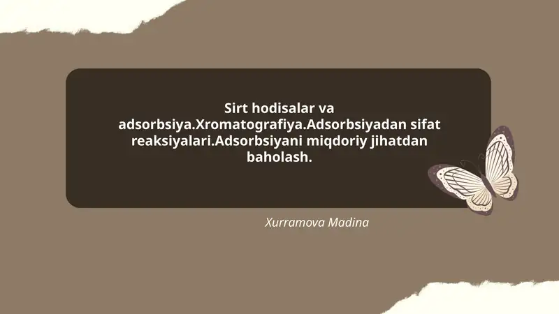 Sirt hodisalar va adsorbsiya