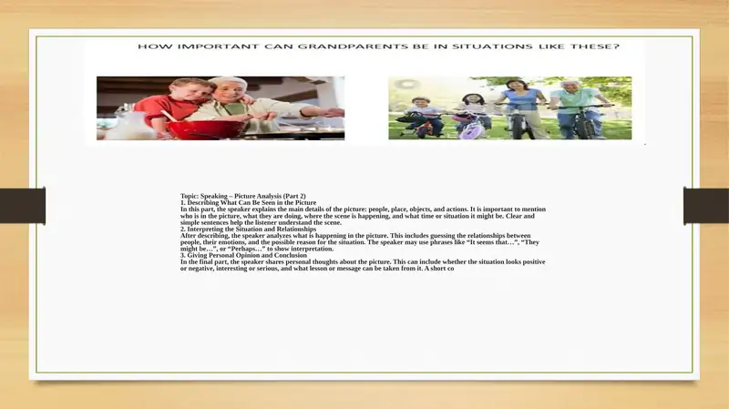 Speaking – Picture Analysis (Part 2)