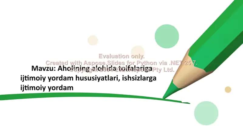 Aholining alohida toifalariga ijtimoiy yordam hususiyatlari, ishsizlarga ijtimoiy yordam