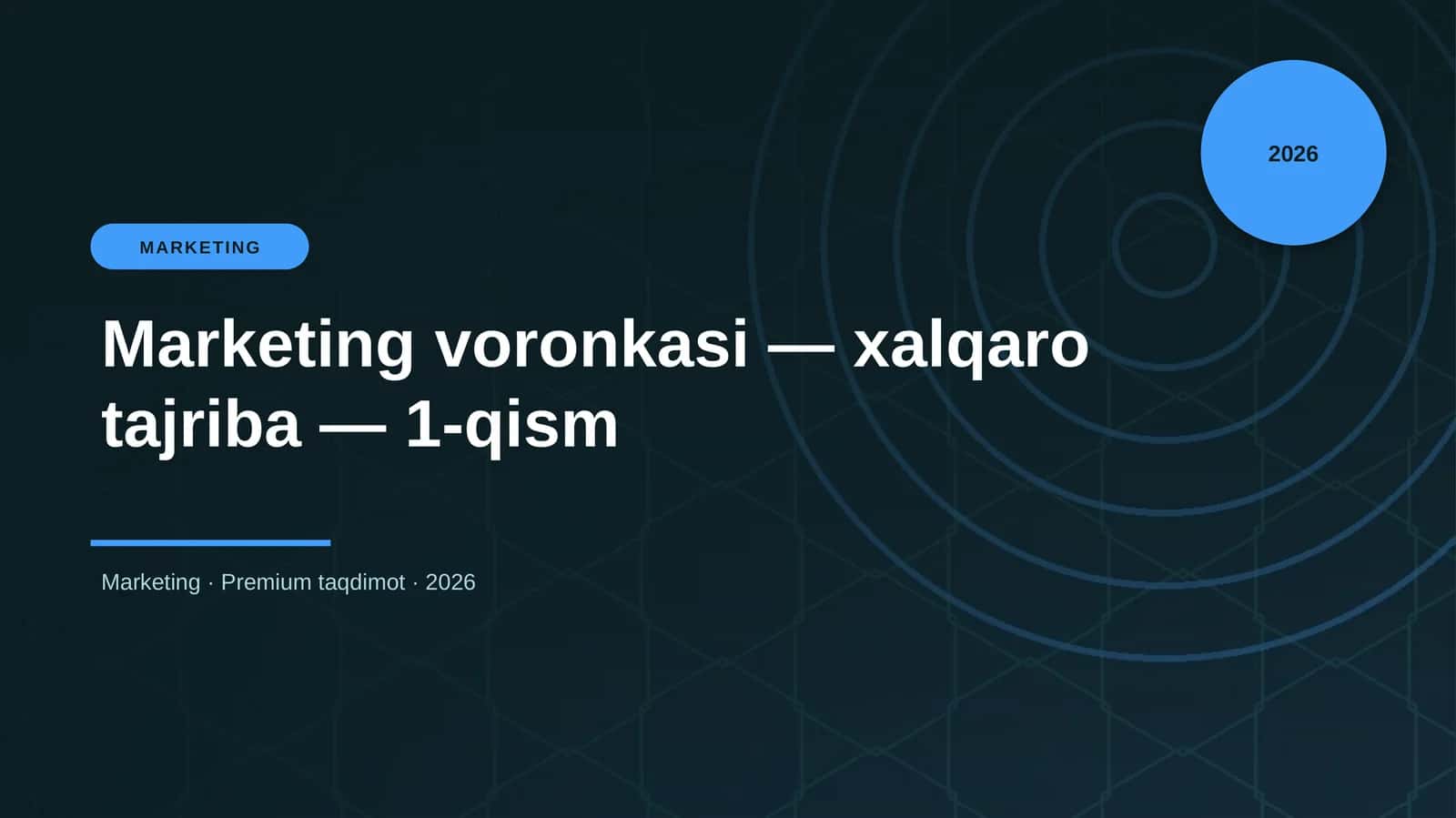 Marketing voronkasi — xalqaro tajriba — 1-qism