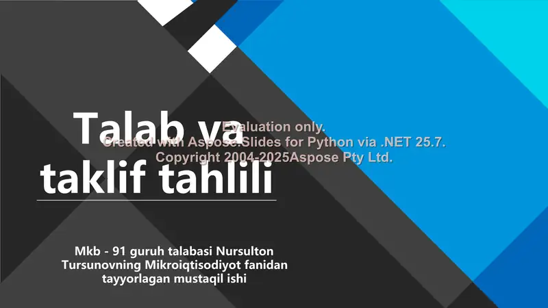 Talab va taklif tahlili