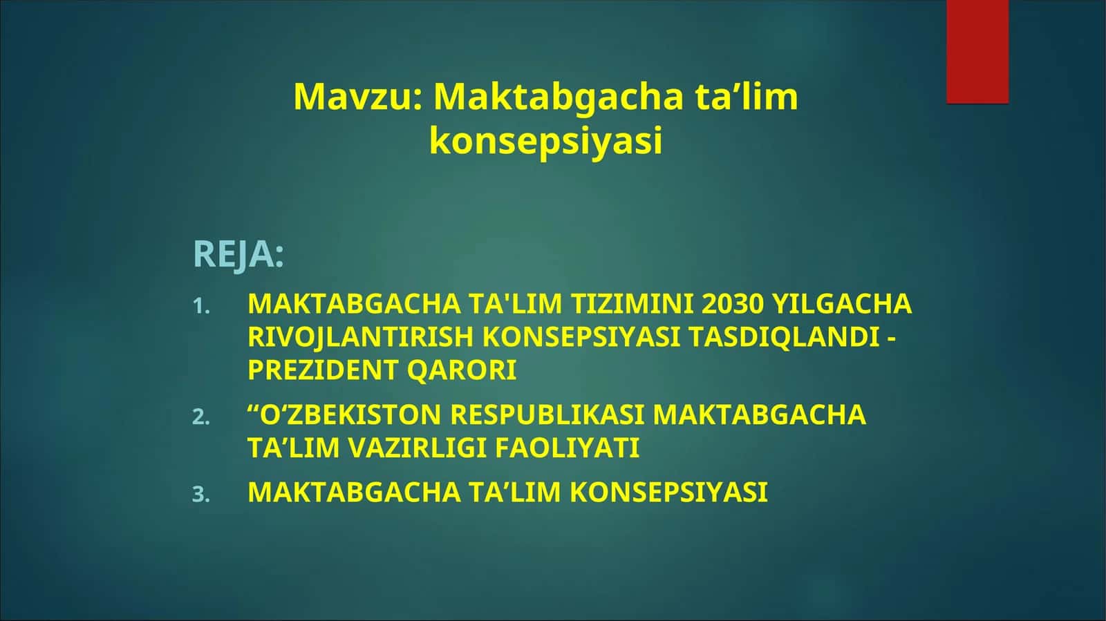 Maktabgacha ta’lim konsepsiyasi