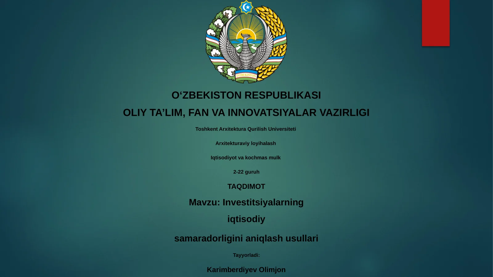Investitsiyalarning iqtisodiy samaradorligini aniqlash usullari