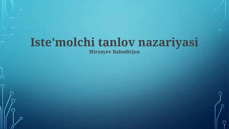 Iste'molchi tanlov nazariyasi