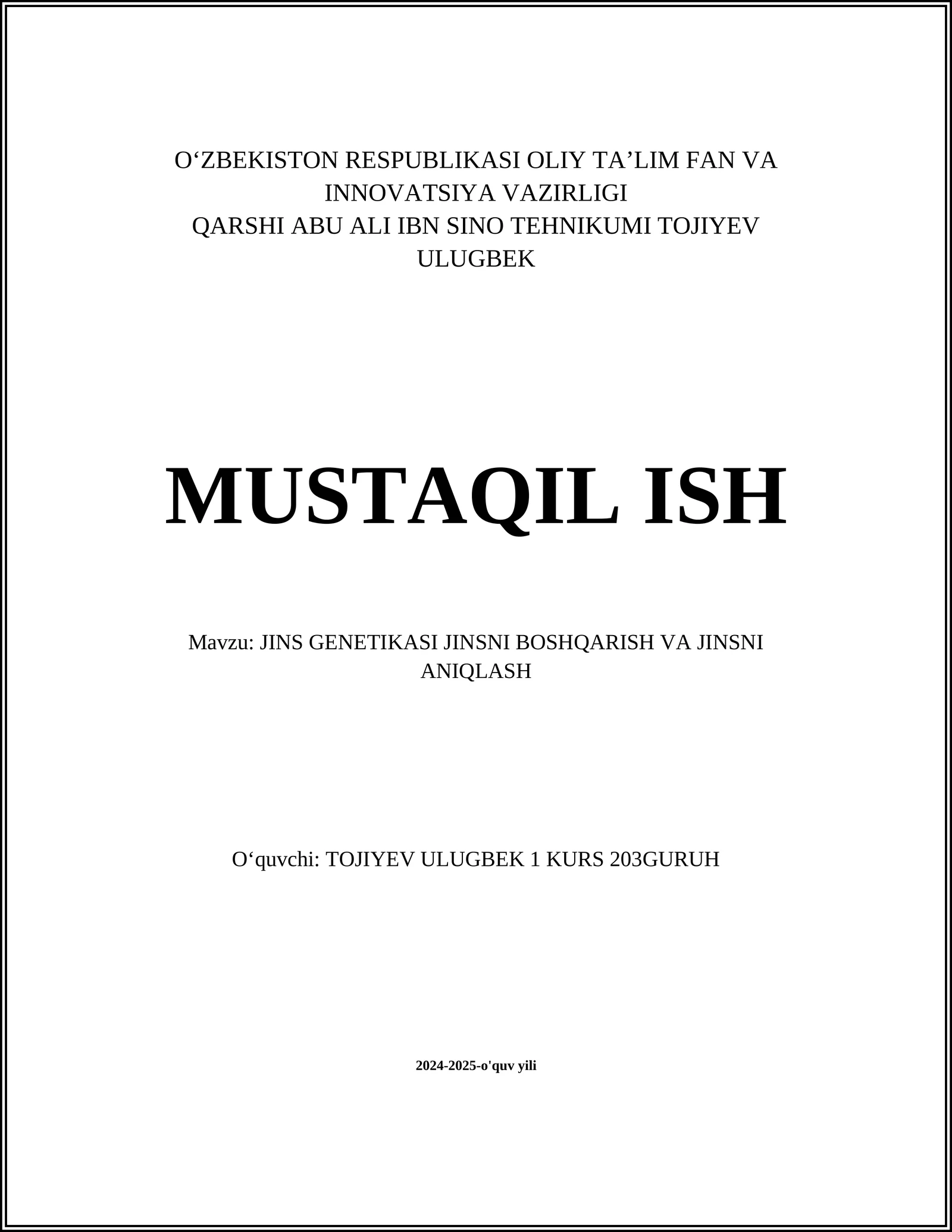 Jins genetikasi asoslari