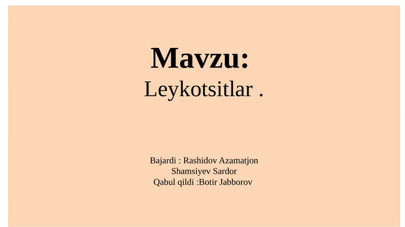 Leykotsitlar