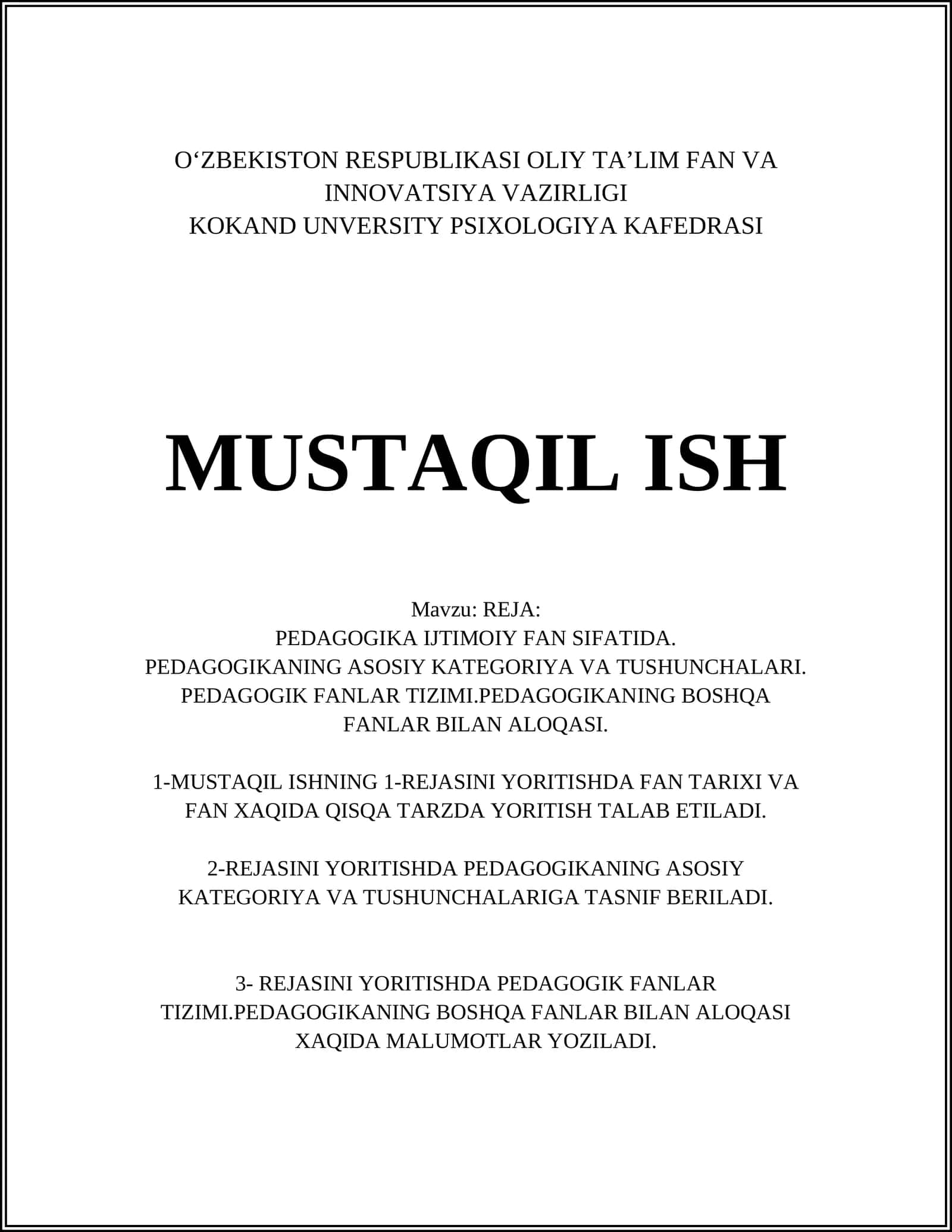 Pedagogika fanining tarixi