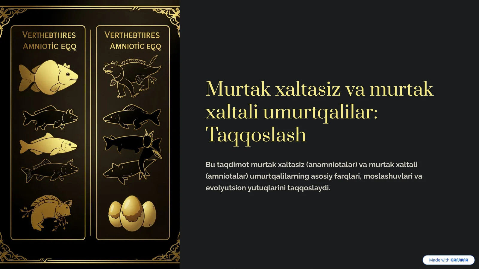 Murtak xaltasiz va murtak xaltali umurtqalilar: Taqqoslash