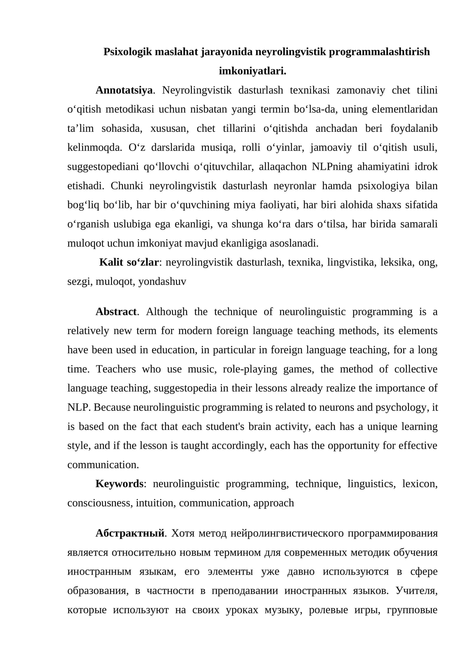 Neyrolingvistik dasturlash