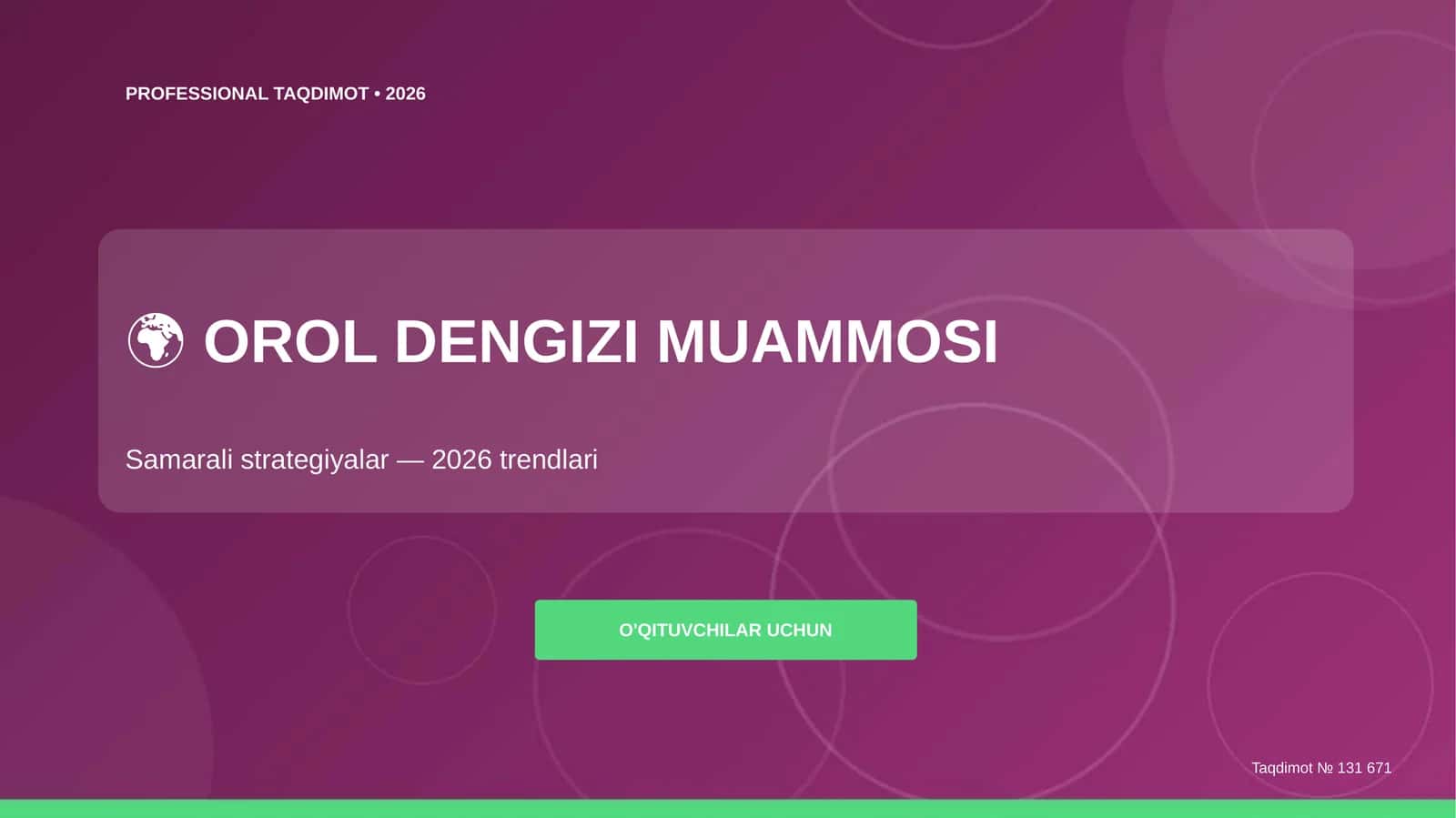 Orol dengizi muammosi: samarali strategiyalar (2026 trendlari)