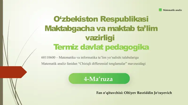 Chiziqli Differensial Tenglamalar