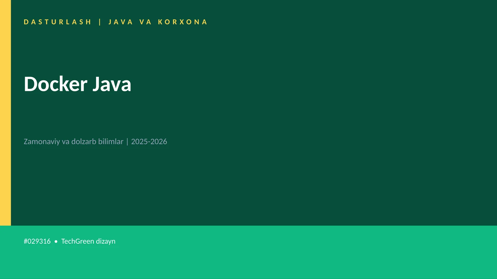DASTURLASH | JAVA VA KORXONA