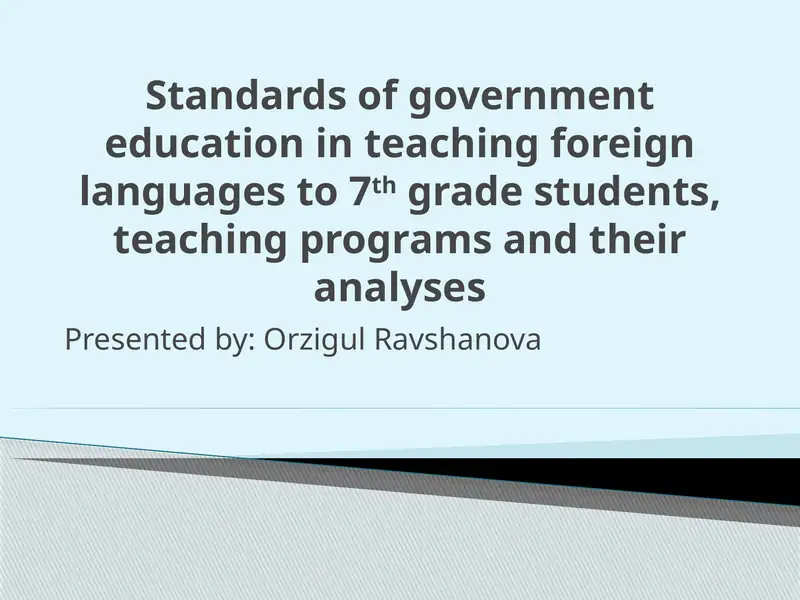 Standards of government education in teaching foreign languages to 7th-grade students