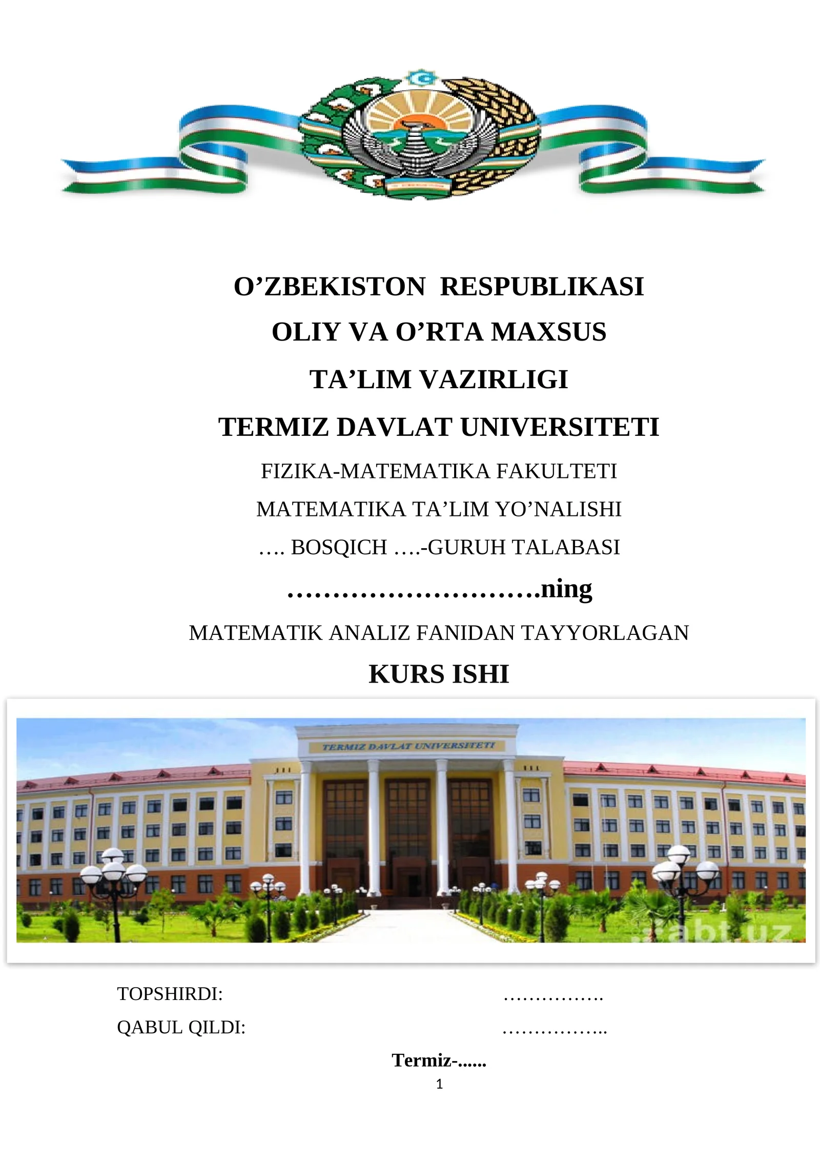 Furye qatori va Furye almashtirish haqida tushuncha