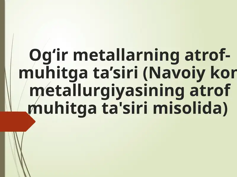 Og‘ir metallarning atrof-muhitga ta’siri (Navoiy kon metallurgiyasining atrof muhitga ta'siri misolida)