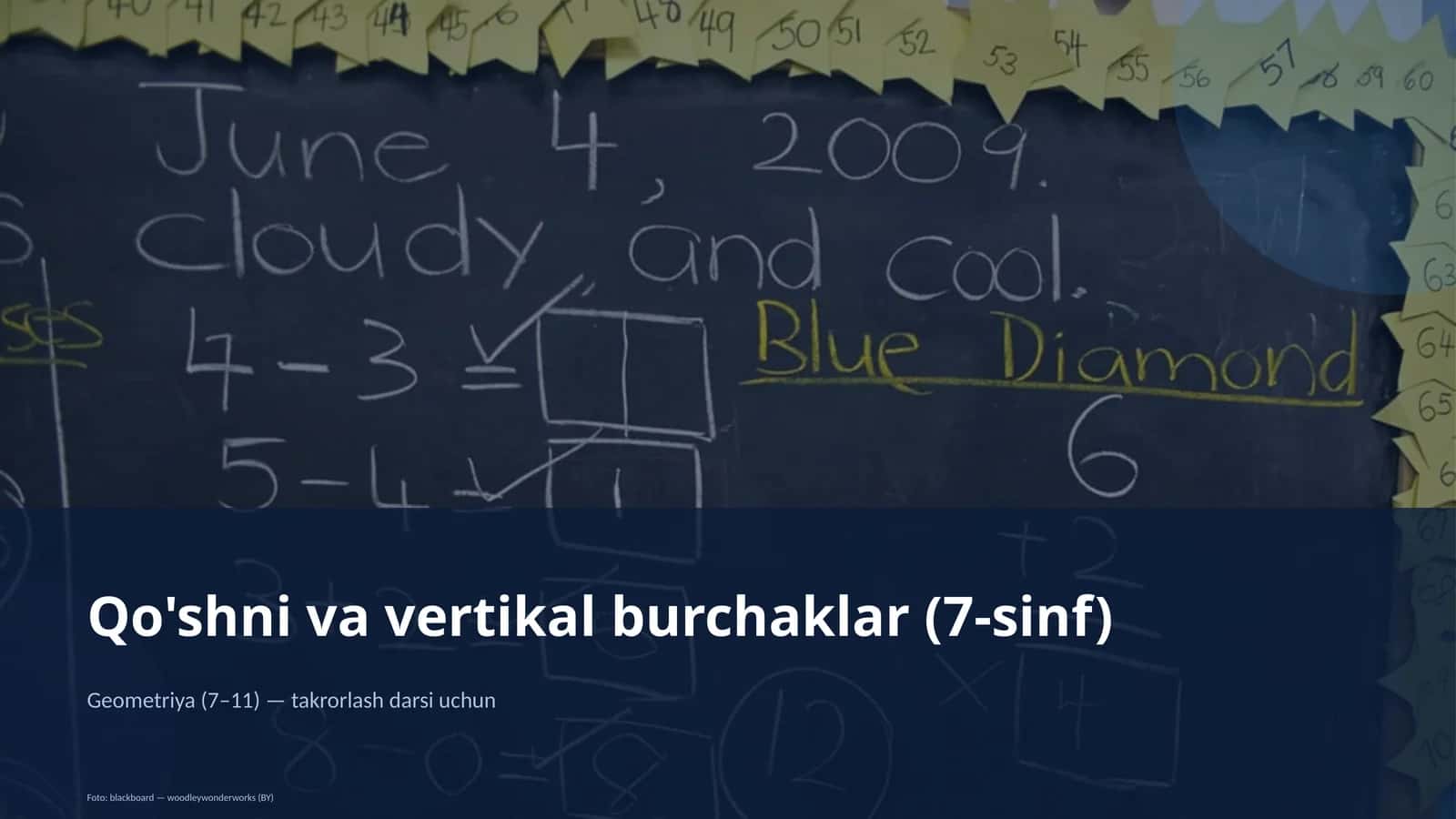 Qo'shni va vertikal burchaklar (7-sinf)