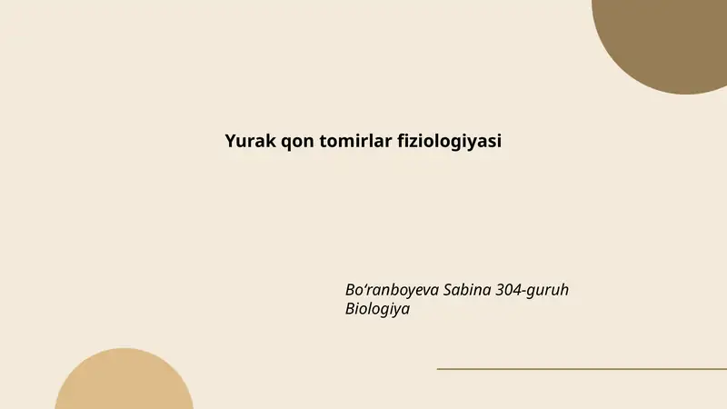 Yurak qon tomirlar fiziologiyasi