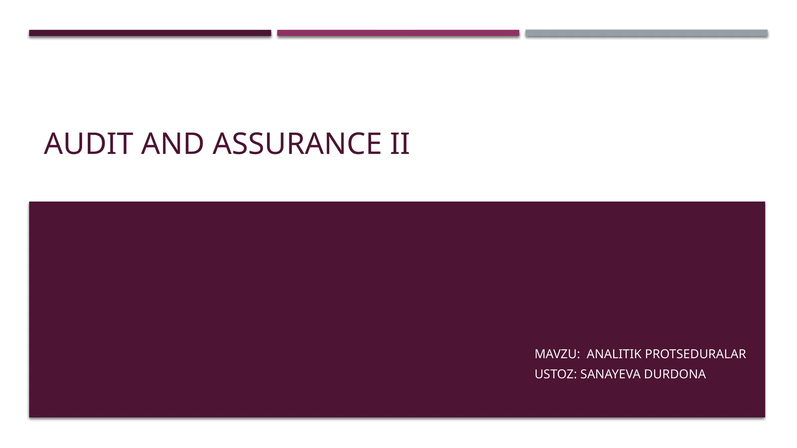 Audit and assurance II
