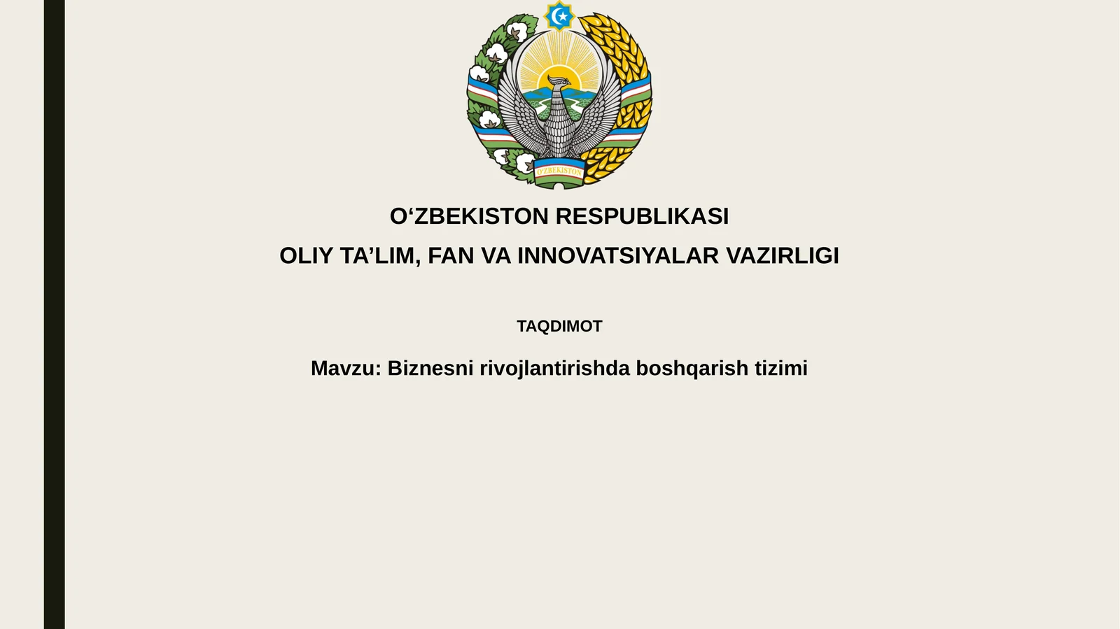 Biznesni rivojlantirishda boshqaruv tizimi