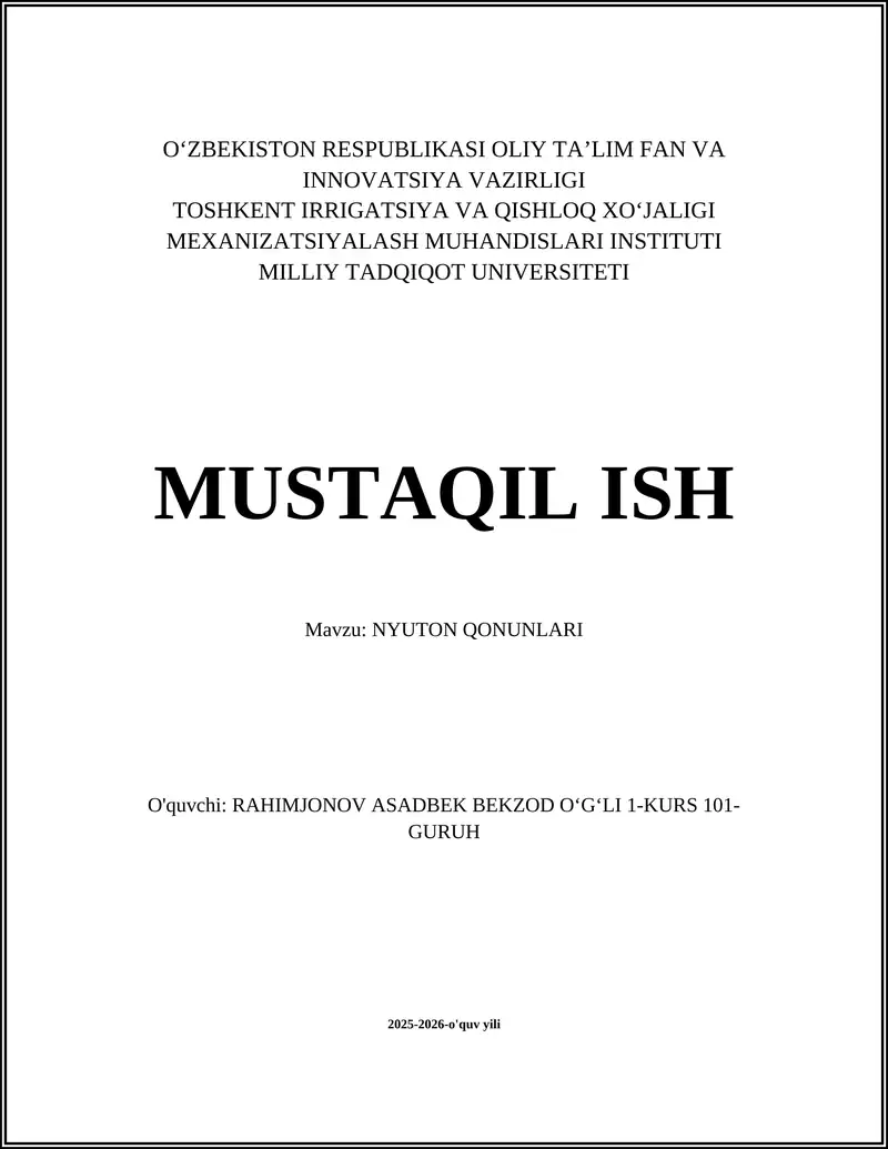 NYUTON QONUNLARI