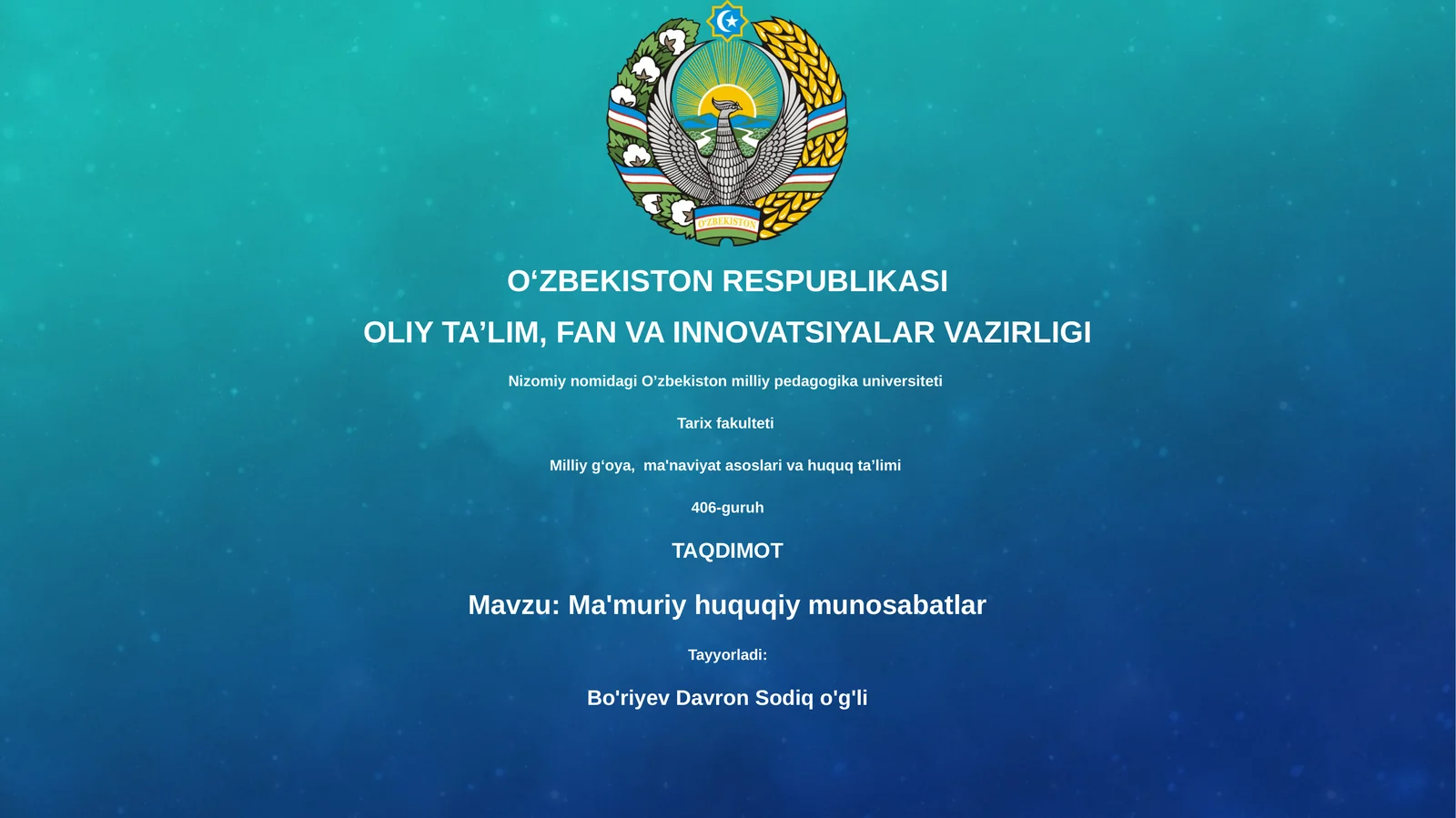 Ma'muriy huquqiy munosabatlar