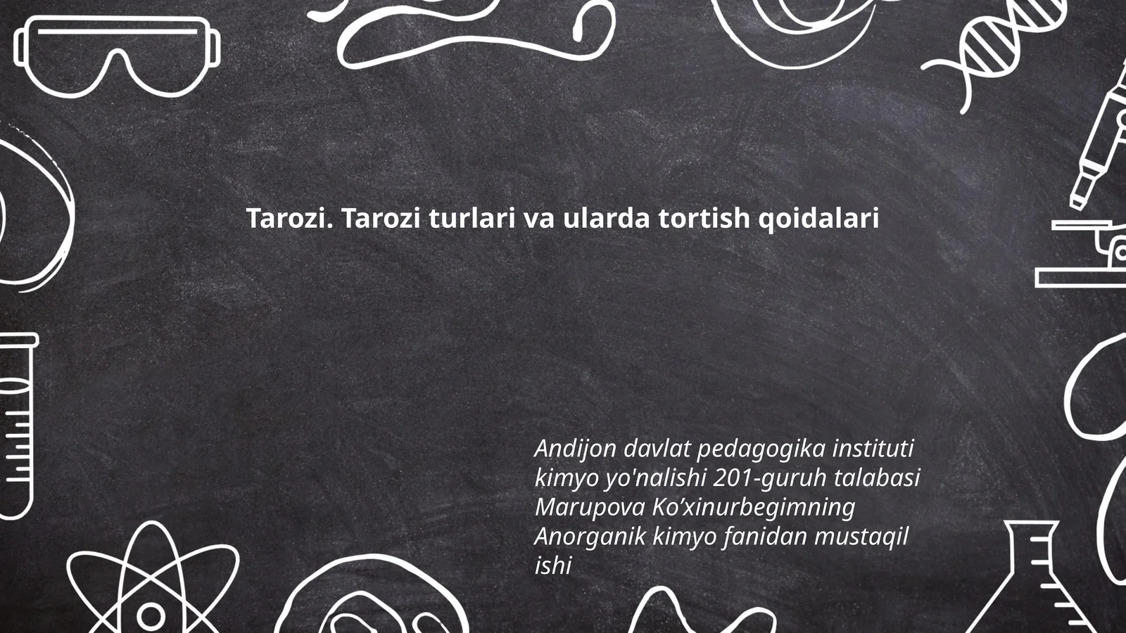Anorganik kimyo fanidan mustaqil ish
