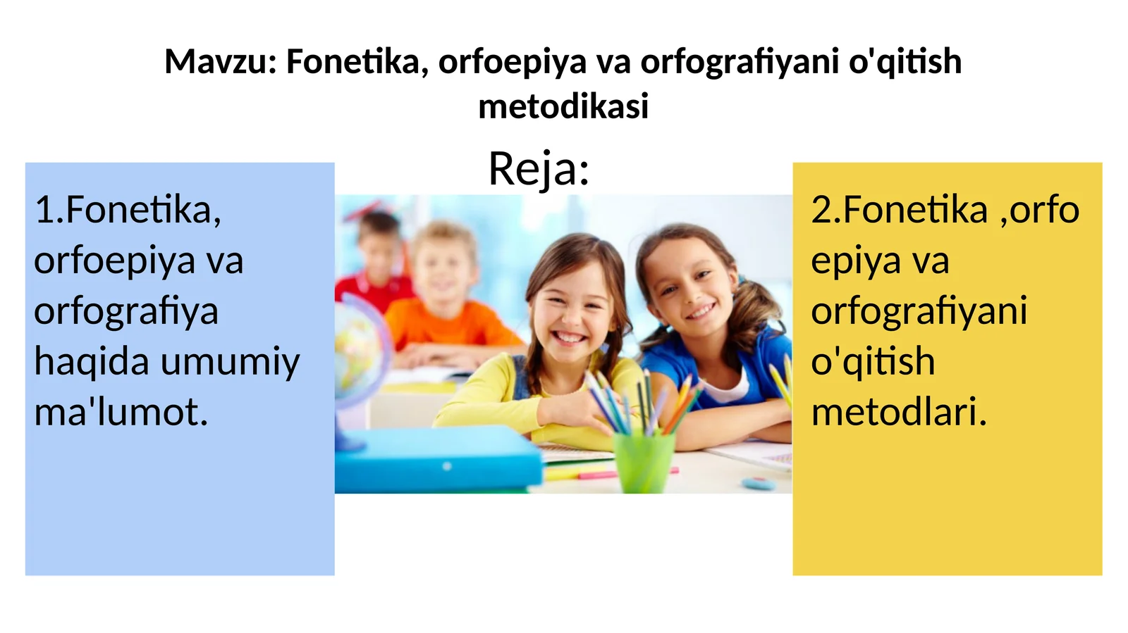 Fonetika, orfoepiya va orfografiyani o'qitish metodikasi
