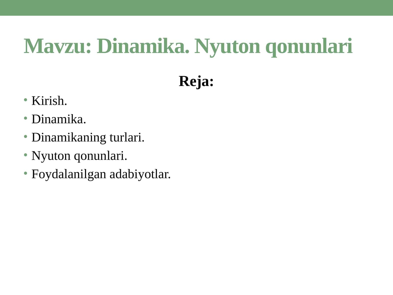 Dinamika. Nyuton qonunlari
