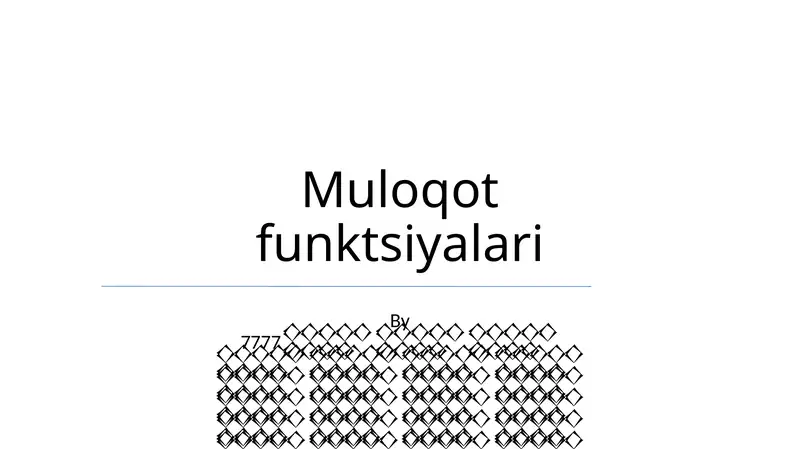 Muloqot funktsiyalari