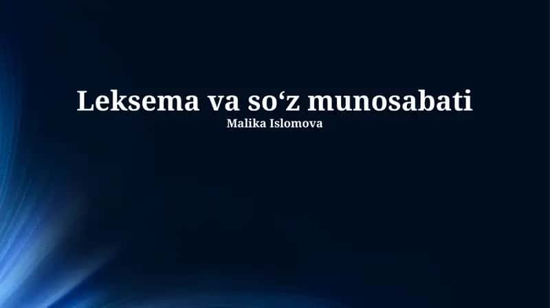 Leksema va soʻz munosabati